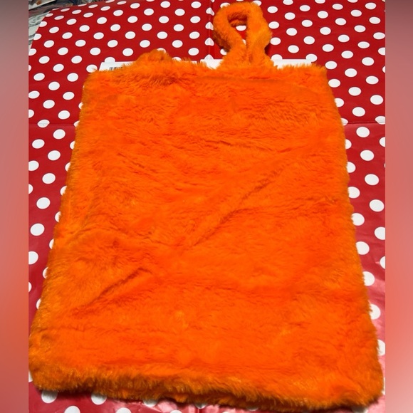 New Seasonal Collection Orange Pumpkin Face Plush Bag 16 x 12 in with Handles - Picture 2 of 5